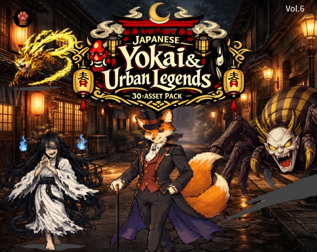 CP32-A151｜和素材：おとぎ話・妖怪30体（透過PNG／商用OK） / Japanese Folktales & Yokai ×30 (PNG)