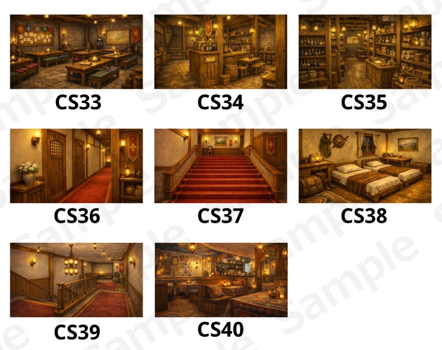 CS05|カットシーン背景 8点(PNG/商用OK) / Cutscene Backgrounds x8 (PNG)