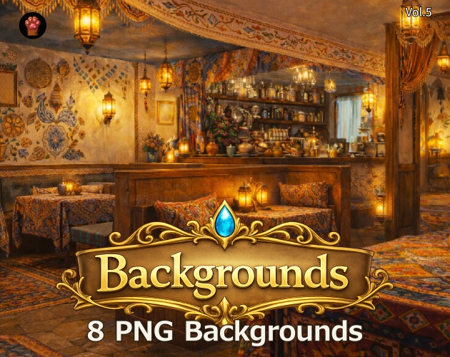 CS05|カットシーン背景 8点(PNG/商用OK) / Cutscene Backgrounds x8 (PNG)