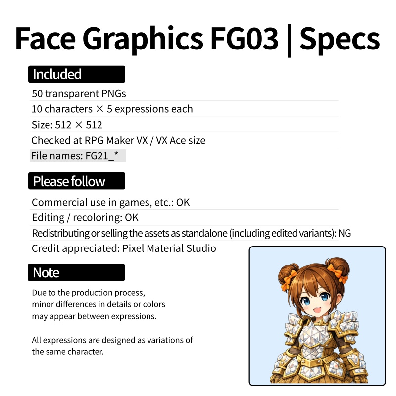 FG03|Face Graphics 50点(透過PNG/商用OK) / Face Graphics x50 (PNG)
