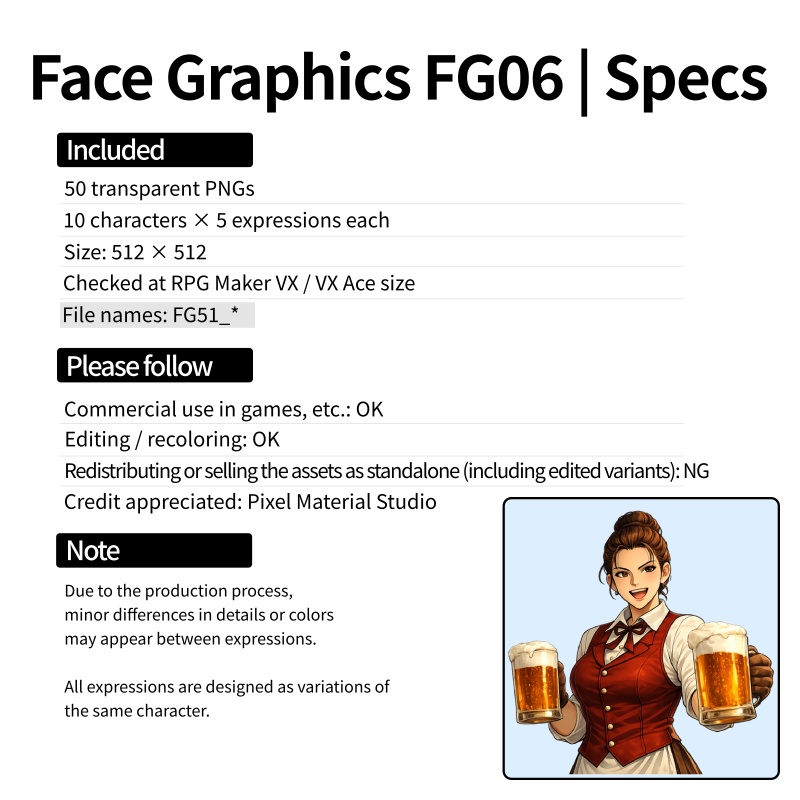 FG06|Face Graphics 50点(透過PNG/商用OK) / Face Graphics x50 (PNG)