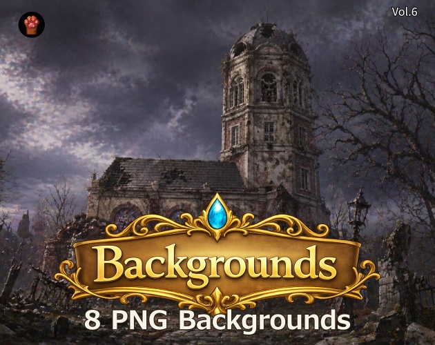 CS06｜カットシーン背景 8点（PNG／商用OK） / Cutscene Backgrounds x8 (PNG)