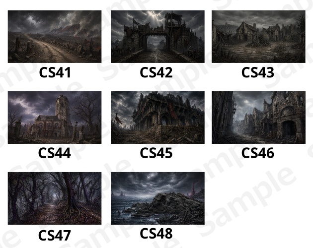 CS06|カットシーン背景 8点(PNG/商用OK) / Cutscene Backgrounds x8 (PNG)