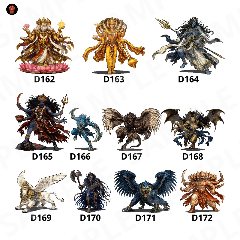CP34-D151|神話モンスター30体(透過PNG/商用OK) / Mythology Monsters x30 (PNG)