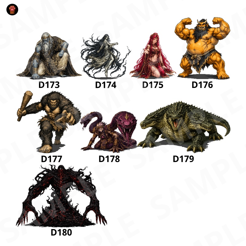 CP34-D151|神話モンスター30体(透過PNG/商用OK) / Mythology Monsters x30 (PNG)