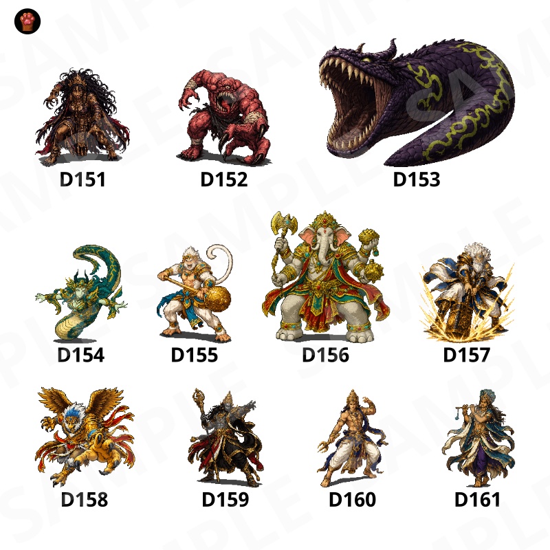 CP34-D151|神話モンスター30体(透過PNG/商用OK) / Mythology Monsters x30 (PNG)