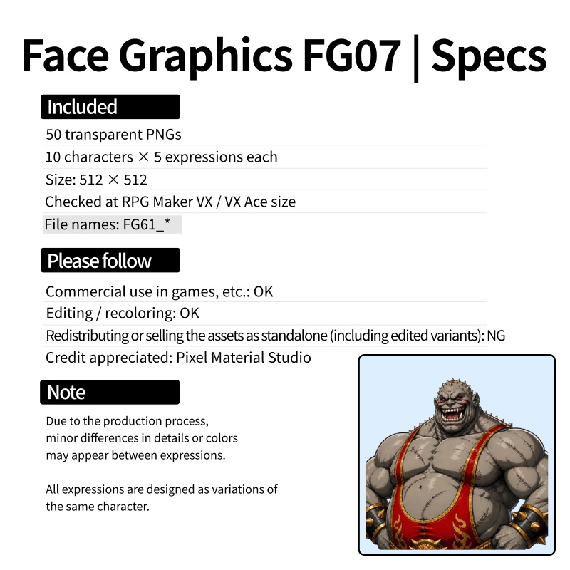 FG07|Face Graphics 50点(透過PNG/商用OK) / Face Graphics x50 (PNG)