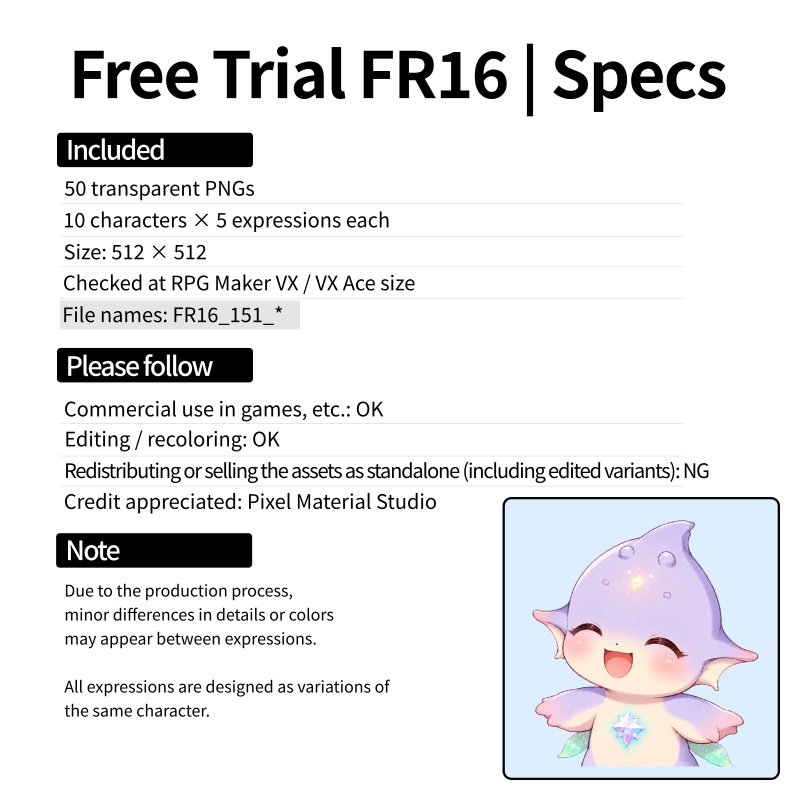 FR-16|無料お試し FR-16|顔グラフィック 50点(透過PNG) FR-16 | Free Sample