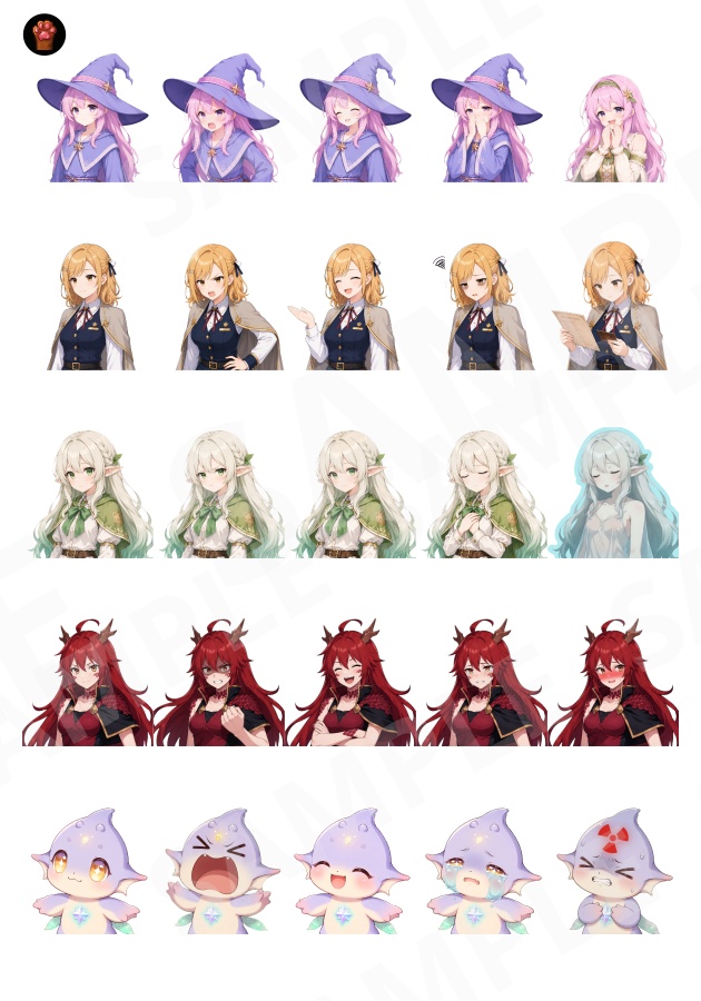 FR-16|無料お試し FR-16|顔グラフィック 50点(透過PNG) FR-16 | Free Sample