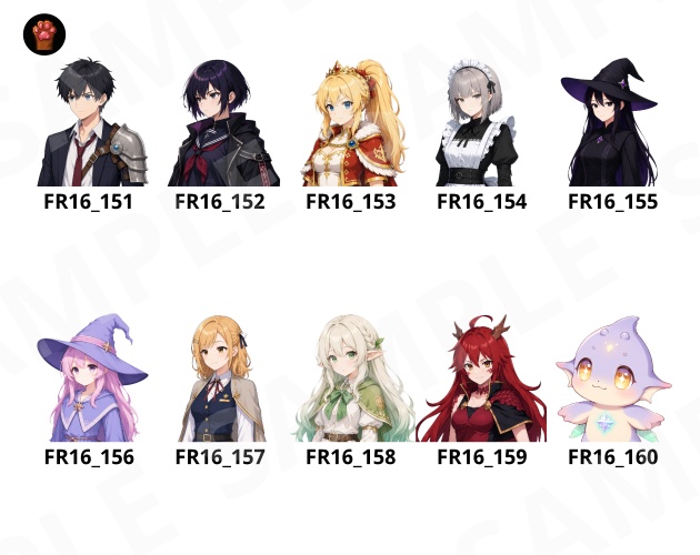 FR-16|無料お試し FR-16|顔グラフィック 50点(透過PNG) FR-16 | Free Sample