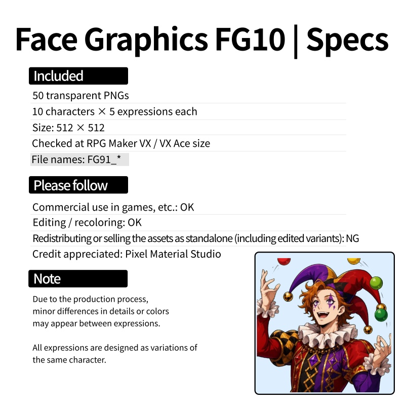 FG10|Face Graphics 50点(透過PNG/商用OK) / Face Graphics x50 (PNG)
