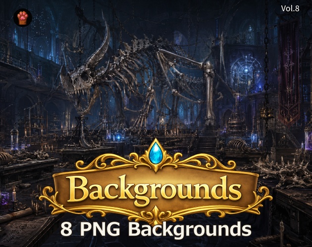 CS08｜カットシーン背景 8点（PNG／商用OK） / Cutscene Backgrounds x8 (PNG)