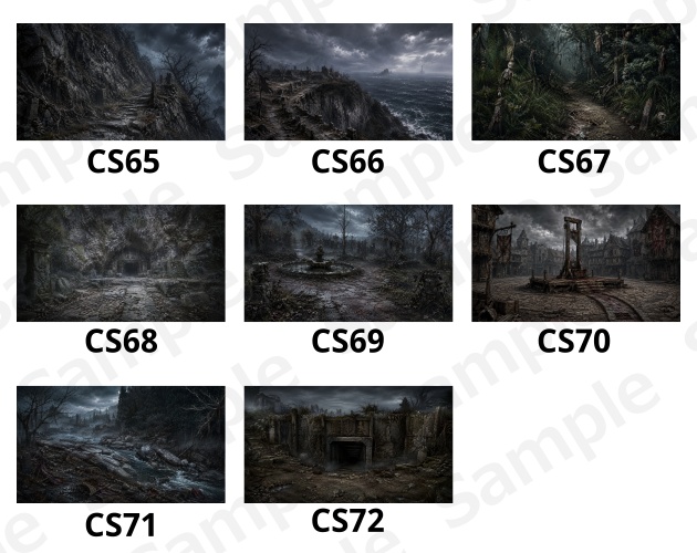 CS09|カットシーン背景 8点(PNG/商用OK) / Cutscene Backgrounds x8 (PNG)