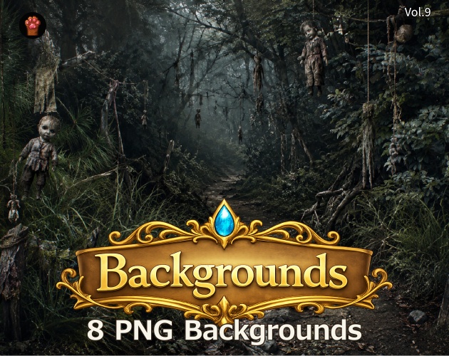 CS09|カットシーン背景 8点(PNG/商用OK) / Cutscene Backgrounds x8 (PNG)