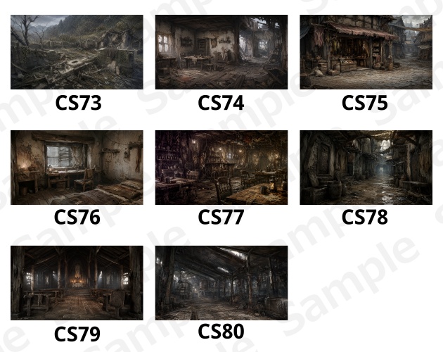 CS10|カットシーン背景 8点(PNG/商用OK) / Cutscene Backgrounds x8 (PNG)