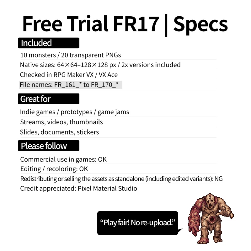 FR-17|無料お試し FR-17|ドット絵10点(透過PNG) FR-17 | Free Sample