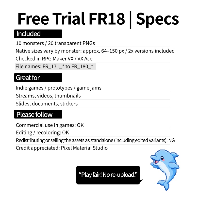 FR-18|無料お試し FR-18|ドット絵10点(透過PNG) FR-18 | Free Sample