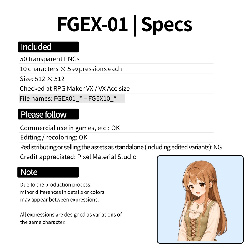 FGEX01|Face Graphics EX 50点(透過PNG/商用OK) / Face Graphics EX x50 (PNG)