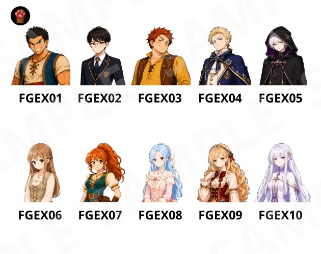 FGEX01|Face Graphics EX 50点(透過PNG/商用OK) / Face Graphics EX x50 (PNG)