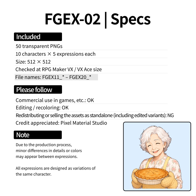 FGEX02|Face Graphics EX 50点(透過PNG/商用OK) / Face Graphics EX x50 (PNG)