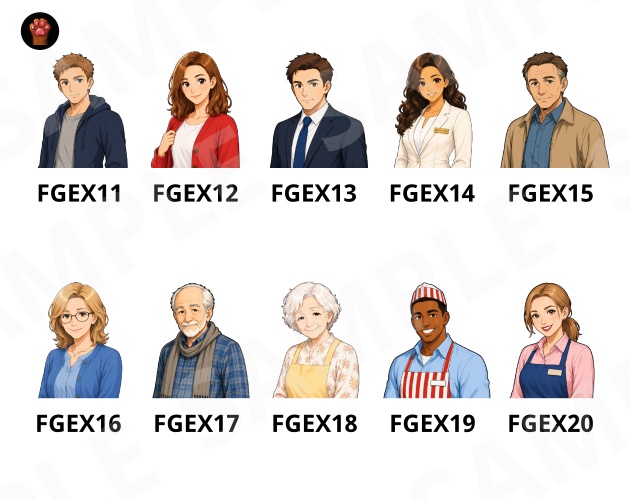 FGEX02|Face Graphics EX 50点(透過PNG/商用OK) / Face Graphics EX x50 (PNG)