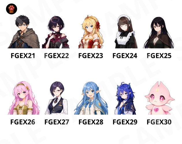FGEX03|Face Graphics EX 50点(透過PNG/商用OK) / Face Graphics EX x50 (PNG)