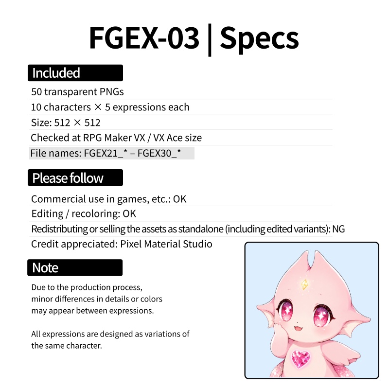 FGEX03|Face Graphics EX 50点(透過PNG/商用OK) / Face Graphics EX x50 (PNG)