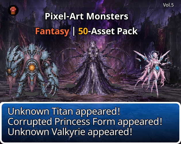 ST-05|RPG向けドット絵モンスター50体(透過PNG/商用OK) / Fantasy Pixel Monsters x50 (PNG, Commercial OK)