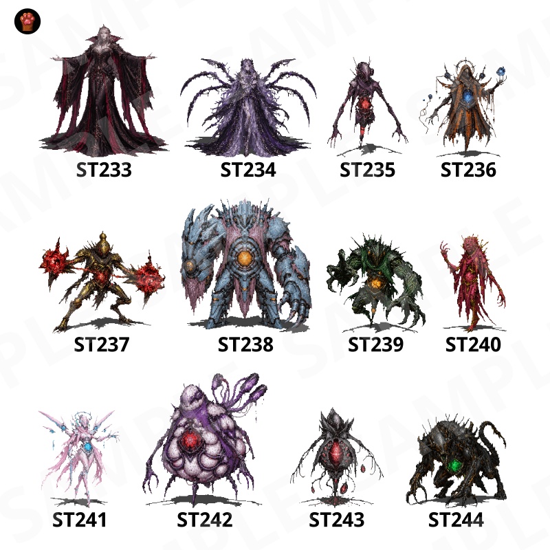 ST-05|RPG向けドット絵モンスター50体(透過PNG/商用OK) / Fantasy Pixel Monsters x50 (PNG, Commercial OK)