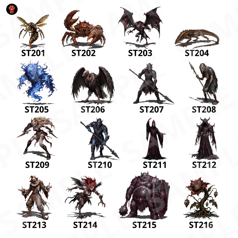 ST-05|RPG向けドット絵モンスター50体(透過PNG/商用OK) / Fantasy Pixel Monsters x50 (PNG, Commercial OK)