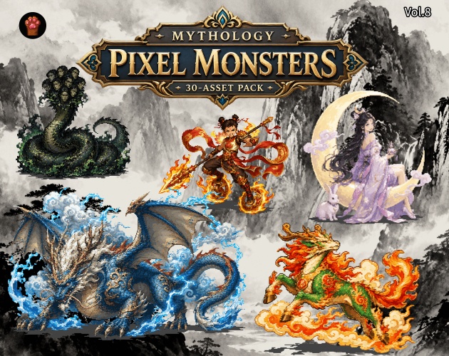 CP48-D211|神話モンスター30体(透過PNG/商用OK) / Mythology Monsters x30 (PNG)