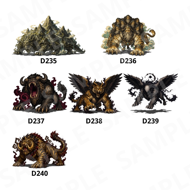 CP48-D211|神話モンスター30体(透過PNG/商用OK) / Mythology Monsters x30 (PNG)
