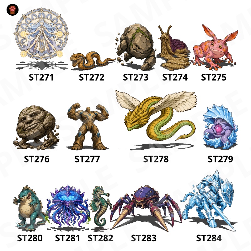 ST-06|RPG向けドット絵モンスター50体(透過PNG/商用OK) / Fantasy Pixel Monsters x50 (PNG, Commercial OK)