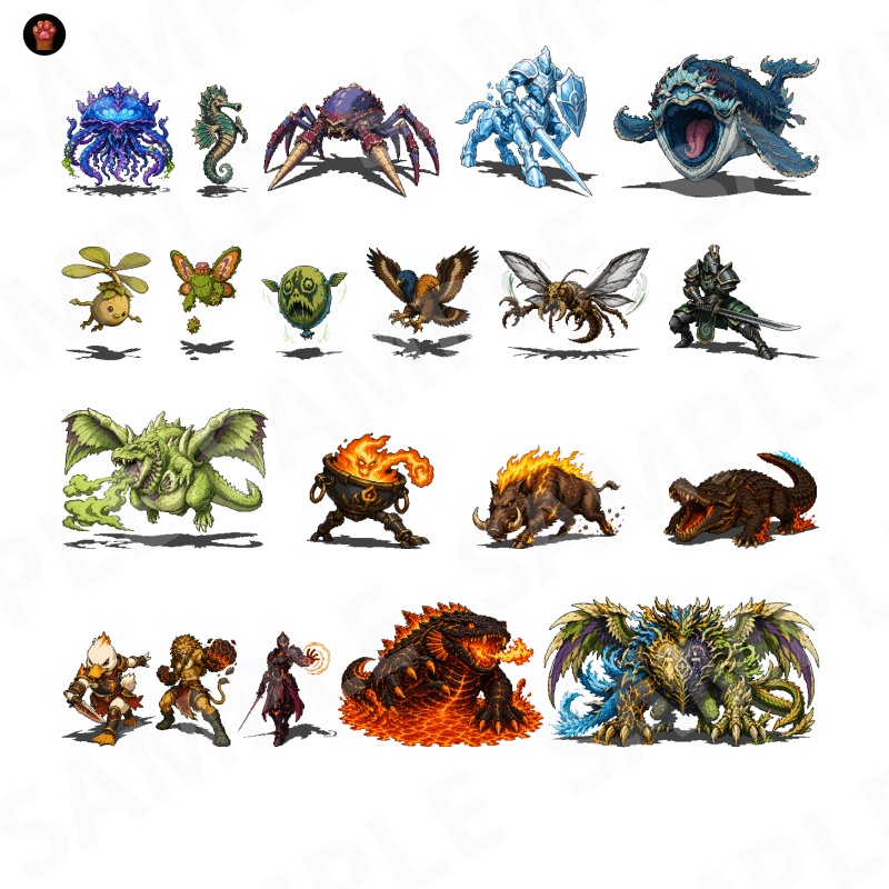 ST-06|RPG向けドット絵モンスター50体(透過PNG/商用OK) / Fantasy Pixel Monsters x50 (PNG, Commercial OK)