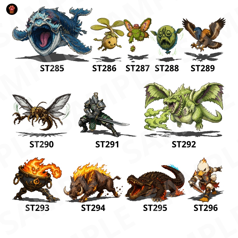 ST-06|RPG向けドット絵モンスター50体(透過PNG/商用OK) / Fantasy Pixel Monsters x50 (PNG, Commercial OK)