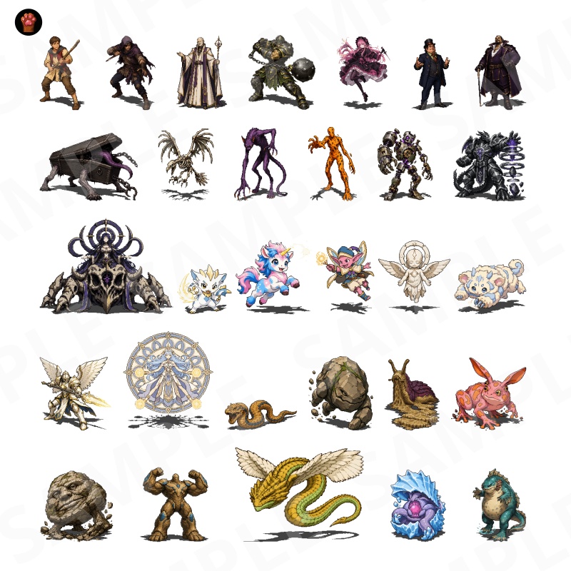 ST-06|RPG向けドット絵モンスター50体(透過PNG/商用OK) / Fantasy Pixel Monsters x50 (PNG, Commercial OK)