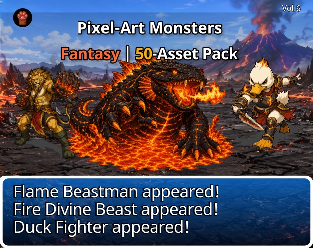ST-06|RPG向けドット絵モンスター50体(透過PNG/商用OK) / Fantasy Pixel Monsters x50 (PNG, Commercial OK)