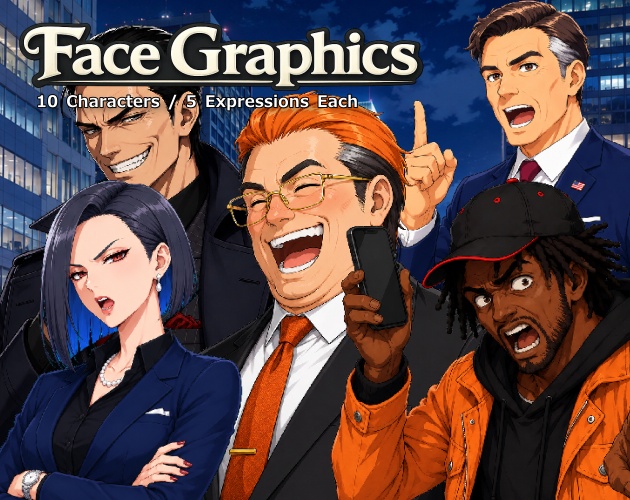FGEX04｜Face Graphics EX 50点（透過PNG／商用OK） / Face Graphics EX x50 (PNG)
