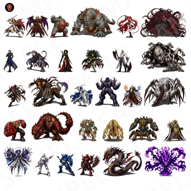 1000-Monster Mega Pack Vol.02|RPG向けドット絵モンスター1000体(透過PNG/商用OK) Fantasy Pixel Monsters x1000 Vol.02 (PNG, Commercial OK)