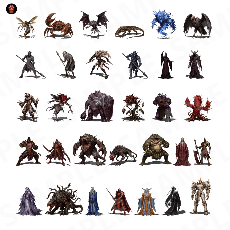 1000-Monster Mega Pack Vol.02|RPG向けドット絵モンスター1000体(透過PNG/商用OK) Fantasy Pixel Monsters x1000 Vol.02 (PNG, Commercial OK)
