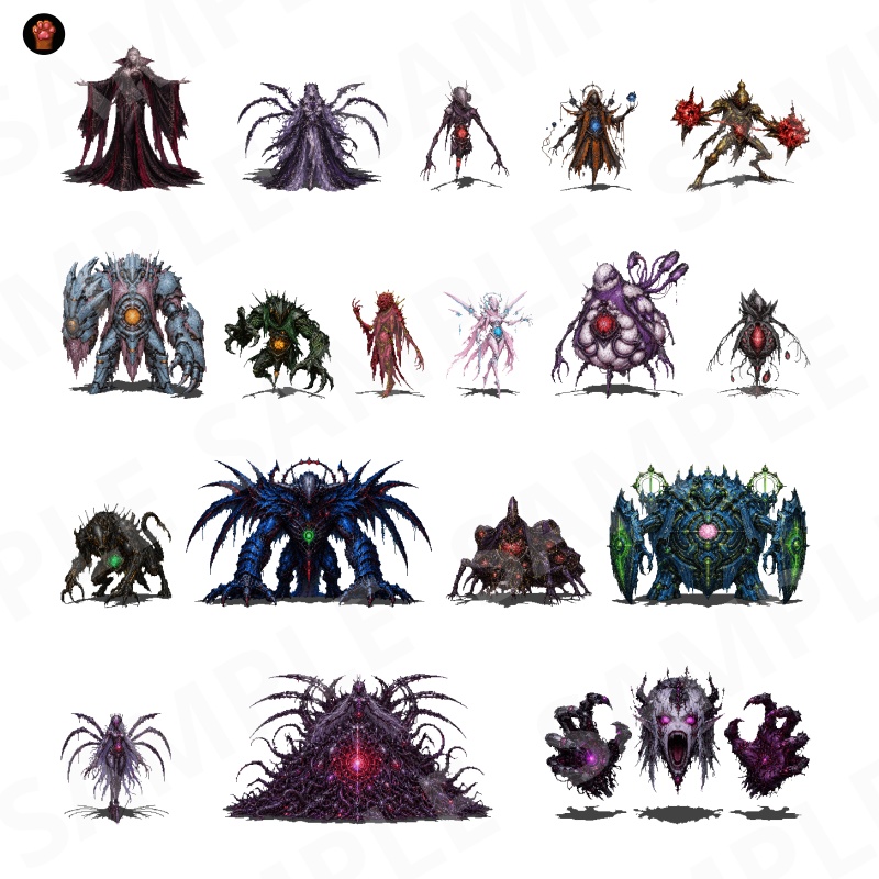 1000-Monster Mega Pack Vol.02|RPG向けドット絵モンスター1000体(透過PNG/商用OK) Fantasy Pixel Monsters x1000 Vol.02 (PNG, Commercial OK)