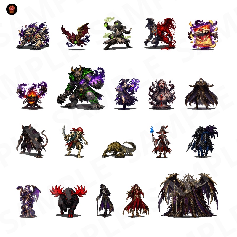 1000-Monster Mega Pack Vol.02|RPG向けドット絵モンスター1000体(透過PNG/商用OK) Fantasy Pixel Monsters x1000 Vol.02 (PNG, Commercial OK)