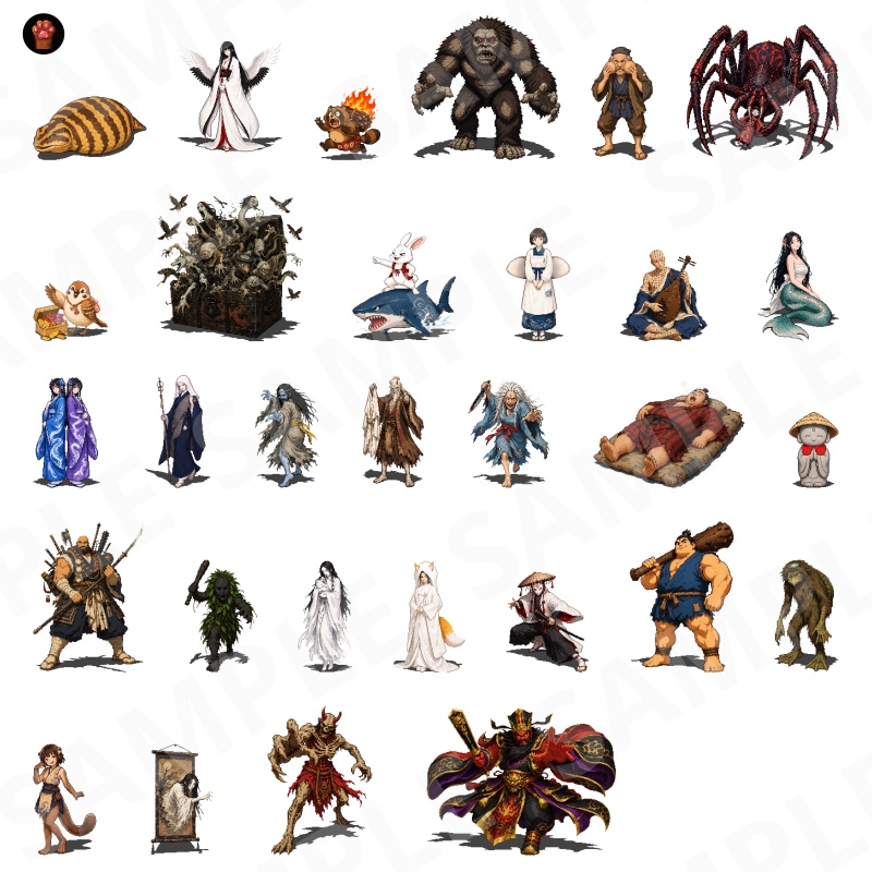 1000-Monster Mega Pack Vol.02|RPG向けドット絵モンスター1000体(透過PNG/商用OK) Fantasy Pixel Monsters x1000 Vol.02 (PNG, Commercial OK)