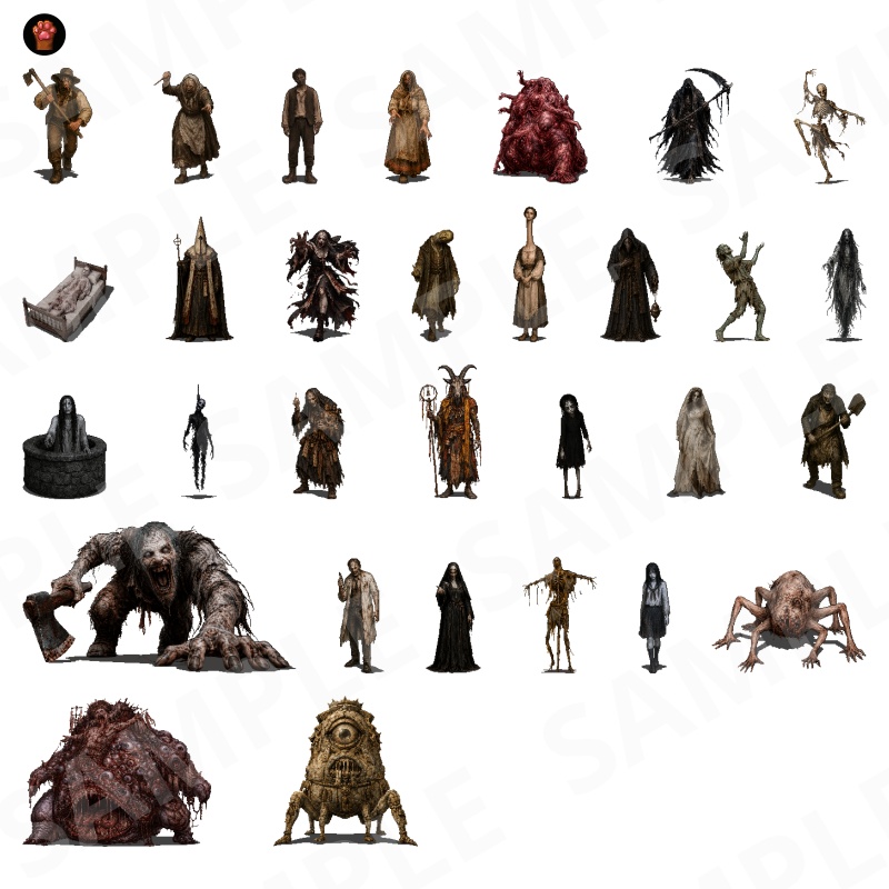 1000-Monster Mega Pack Vol.02|RPG向けドット絵モンスター1000体(透過PNG/商用OK) Fantasy Pixel Monsters x1000 Vol.02 (PNG, Commercial OK)
