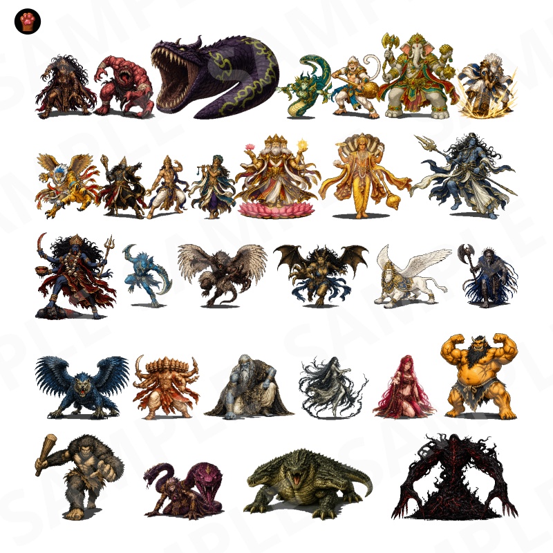 1000-Monster Mega Pack Vol.02|RPG向けドット絵モンスター1000体(透過PNG/商用OK) Fantasy Pixel Monsters x1000 Vol.02 (PNG, Commercial OK)