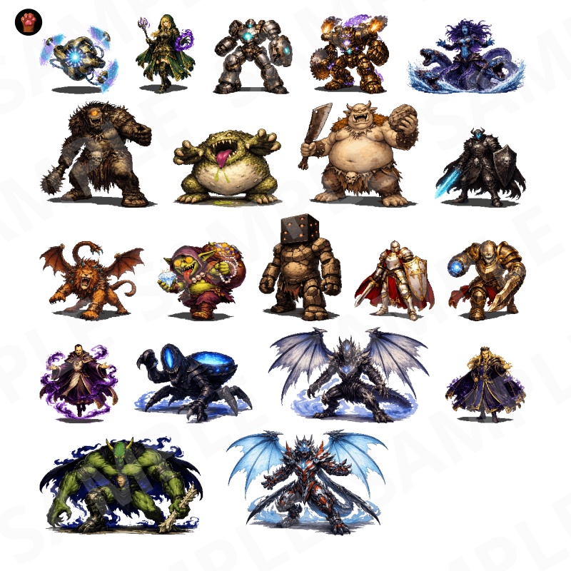 1000-Monster Mega Pack Vol.02|RPG向けドット絵モンスター1000体(透過PNG/商用OK) Fantasy Pixel Monsters x1000 Vol.02 (PNG, Commercial OK)