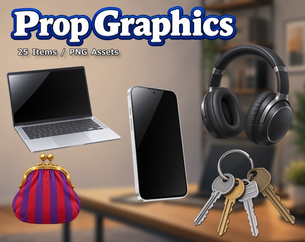 PR01|現代小物 25点(PNG/商用OK) / Modern Props x25 (PNG)