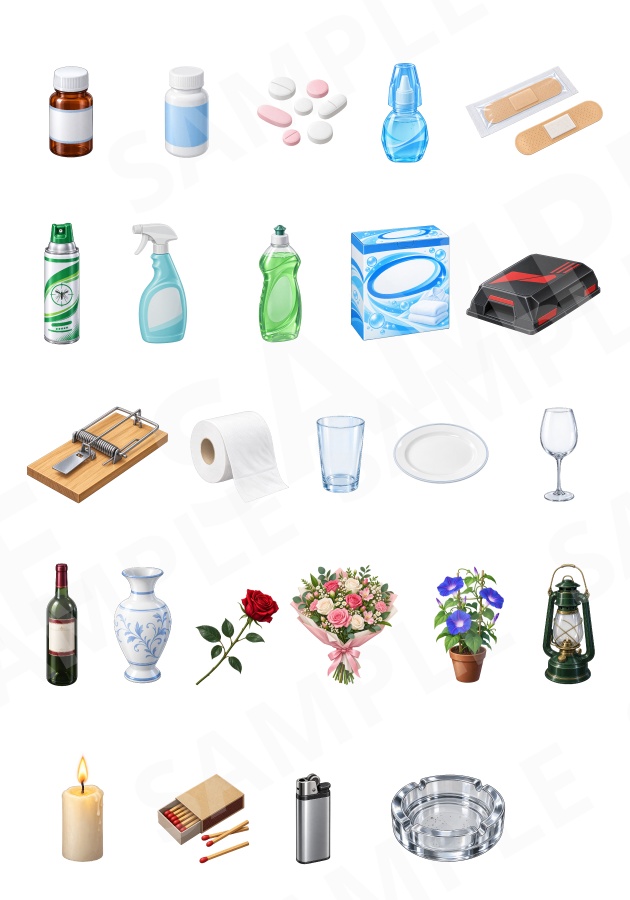 PR08|現代小物 25点(PNG/商用OK) / Modern Props x25 (PNG)