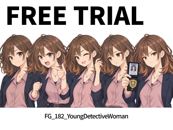FG19|現代ミステリー顔グラ50点|探偵・刑事・法律家・記者・旅館関係者など10人×5種