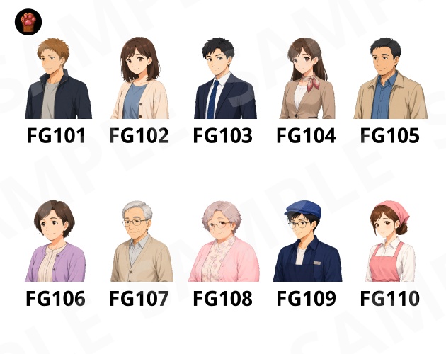 FB02|FG11〜FG20 まとめ買いセット|顔グラ500点(透過PNG) / FG11–FG20 | Bundle Pack | 500 Face Graphics (PNG)